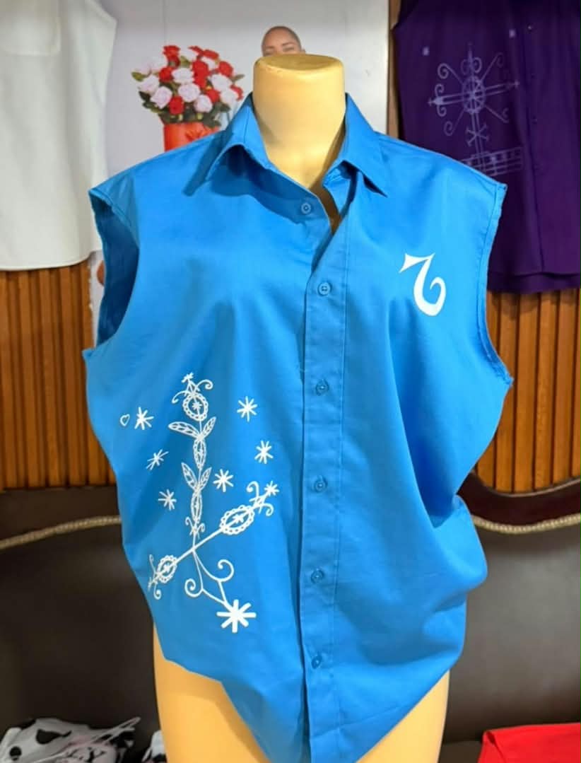 Chemise bleue sans manches Zuzuh